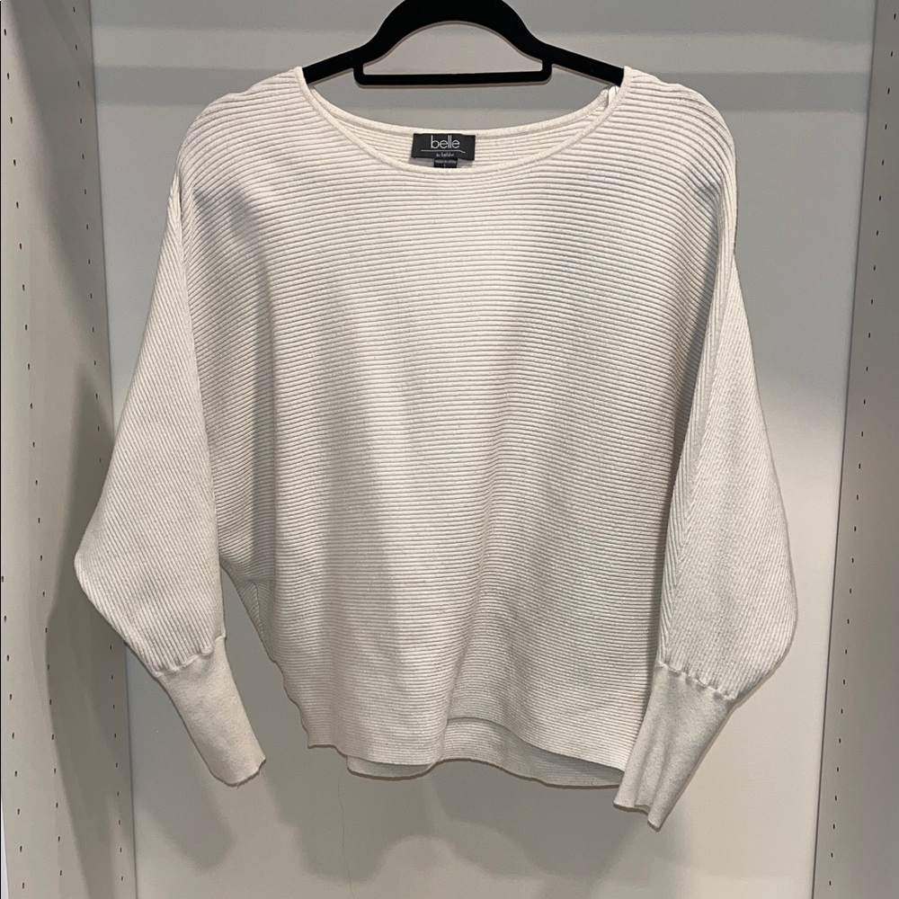 White Knit Dolman-Sleeve Top